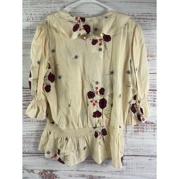 NWT Joie Aged White Floral Peasant Blouse Sz Large L $248 - Picture 7 of 10